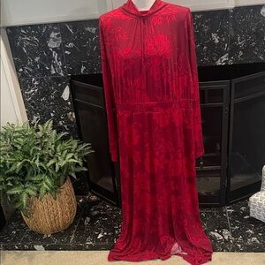 Lane Bryant Red Long Sleeve Floral Dress